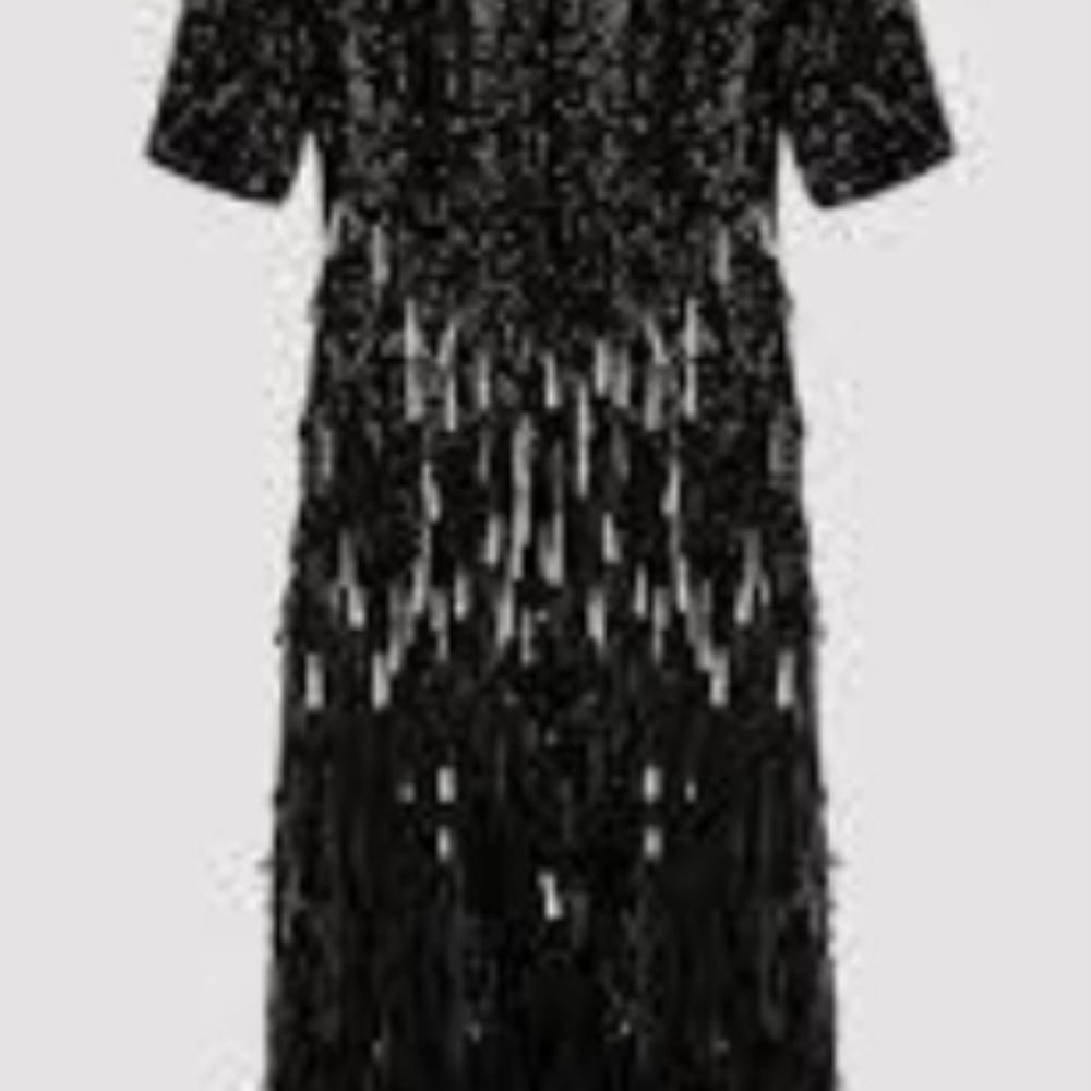 Black Sequin Fringe Dress